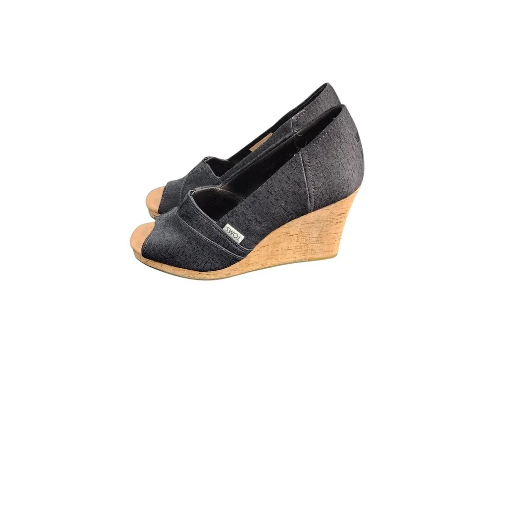 LOT Of TOMS Wedge Heels Blue,‎ Black sz 8